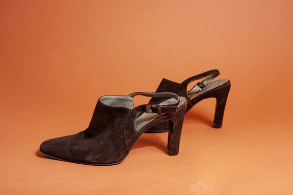 Buy 90s Brown Velvet Adjustable Heels Vintage Pointy Leather Italian Heels Online in India Etsy