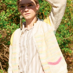 60s Grey White Striped Cotton Blouse Vintage Cap Sleeve Button Top image 8