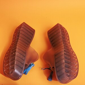 2000s Blue Jelly Slip on Platform Sandals Vintage Y2K DKNY Donna Karan Shoes image 5