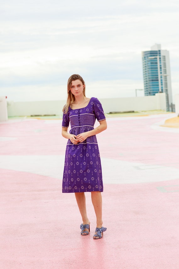 50s Purple Oscar De La Renta Designer Party Dress… - image 4