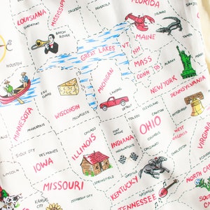 Usa States Map Novelty Print Handmade Tote Bag Vintage Upcycled Cotton Tote Bag image 4