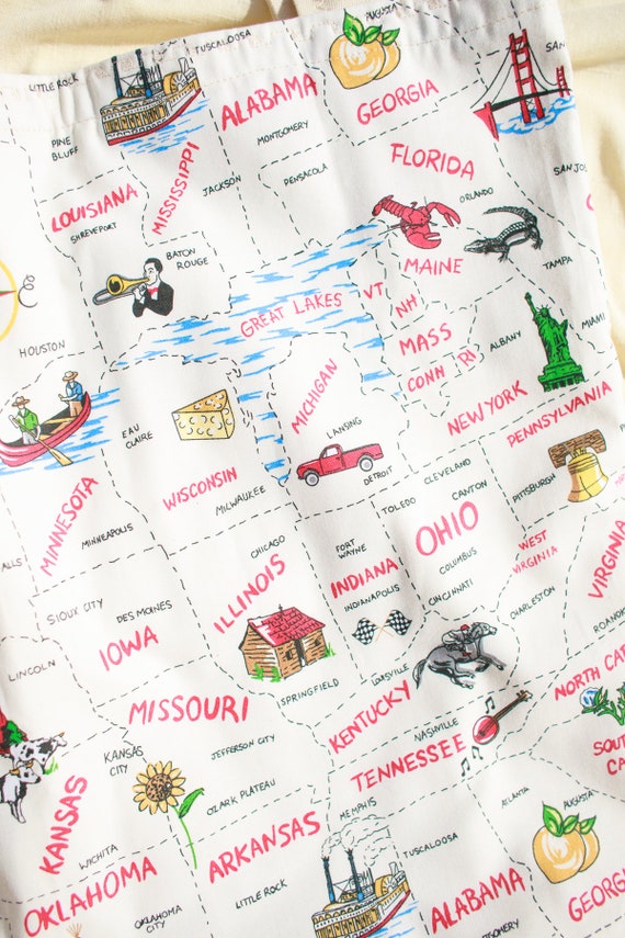 Usa States Map Novelty Print Handmade Tote Bag Vi… - image 4