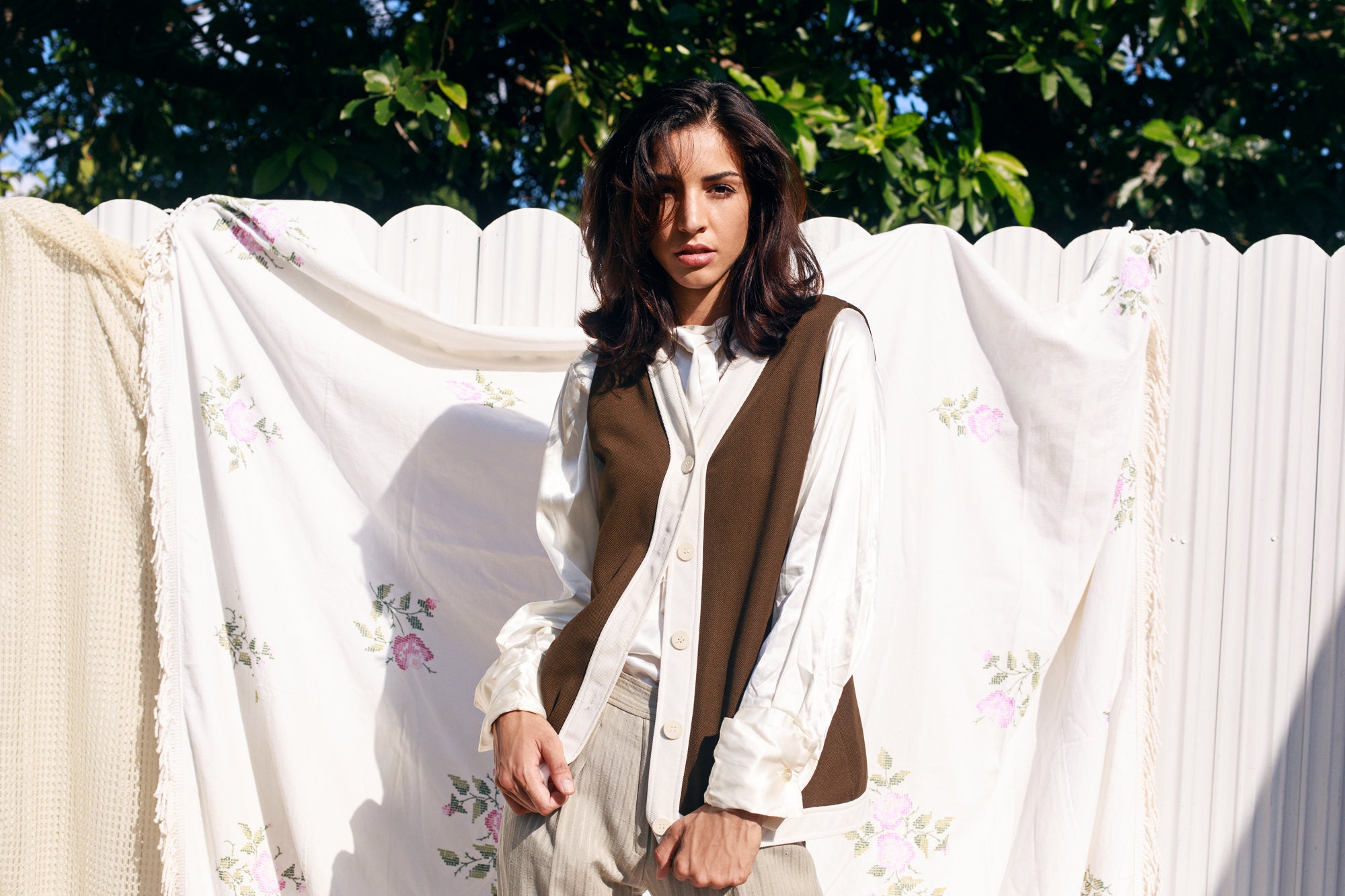 60s White Brown Trim Sleeveless Vest Vintage Knit Button Jacket - Etsy