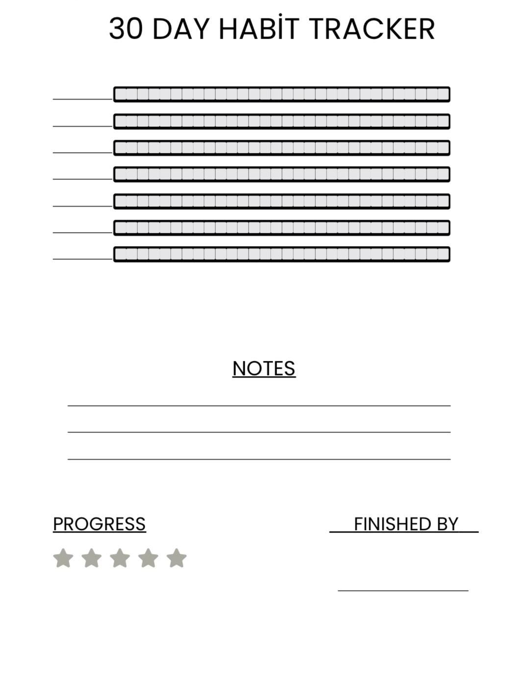 30 Days Habit Tracker Printable | Minimalist A4 Planner (digital ...