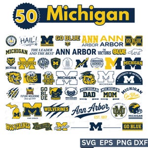 Michigan-bundel: 51 packs – Wolverines, Michigan Football, College & University Sports, Cricut Cut-bestanden, Digitale download