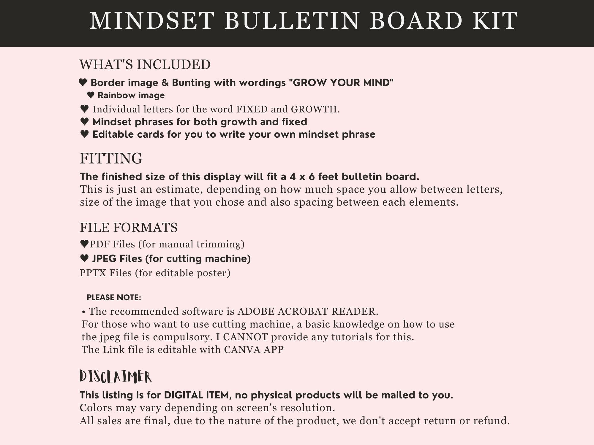 Growth Mindset Bulletin Board Kit | Classroom Decor (printable PDF) - Etsy