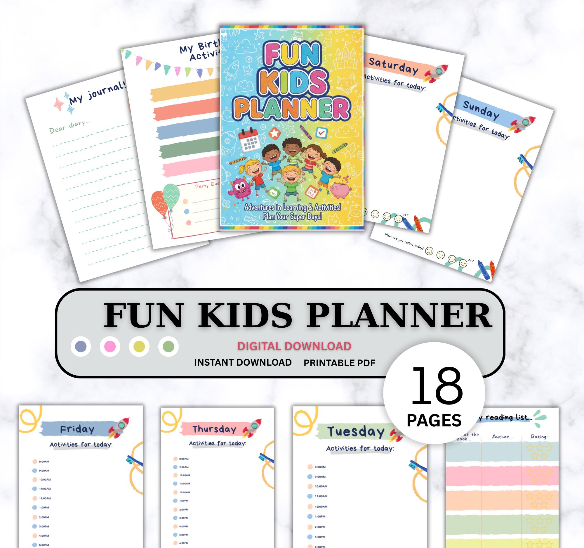 Fun Kids Planner | Daily Routine, Chores, and Habits (printable PDF) - Etsy