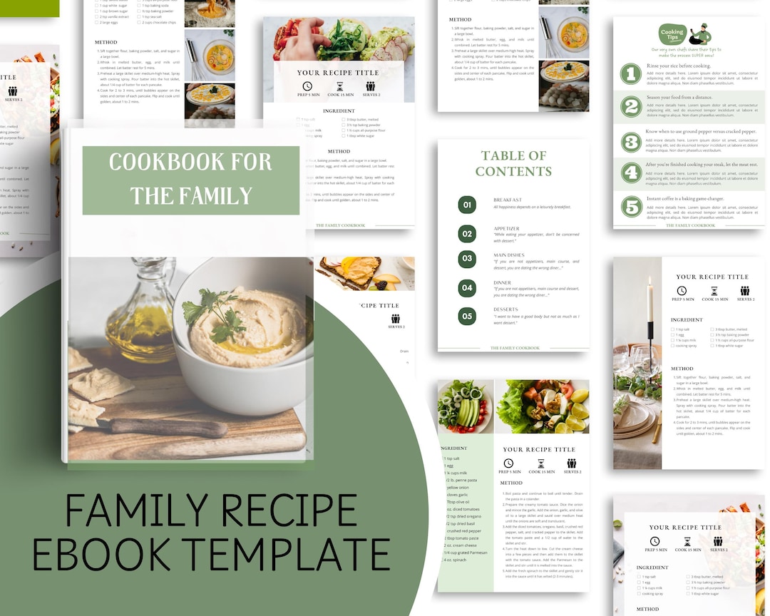 Family Recipe Cookbook Template Printable | Custom Recipe Book ...