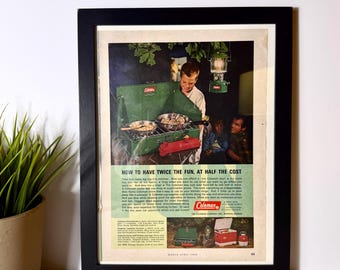 1965 Coleman Camping Ad – Vintage Camp Stove Lantern Cooler Print Outdoor Gear