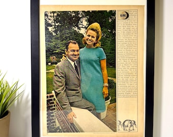 1967 Erika Kirk Magazine Page • Florida Governors Wife Portrait • Vintage Fashion & Political Ephemera Print • Nancy Reagan on Reverse Side