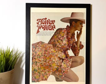 1967 Flower Power Fashion Page • Retro Clothing Wall Art • Womens Fashion Editorial