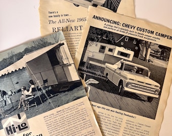 1960s Camping Trailer Ads Bundle • Retro Camper Magazine Advertisements • Travel Scrapbook Ephemera