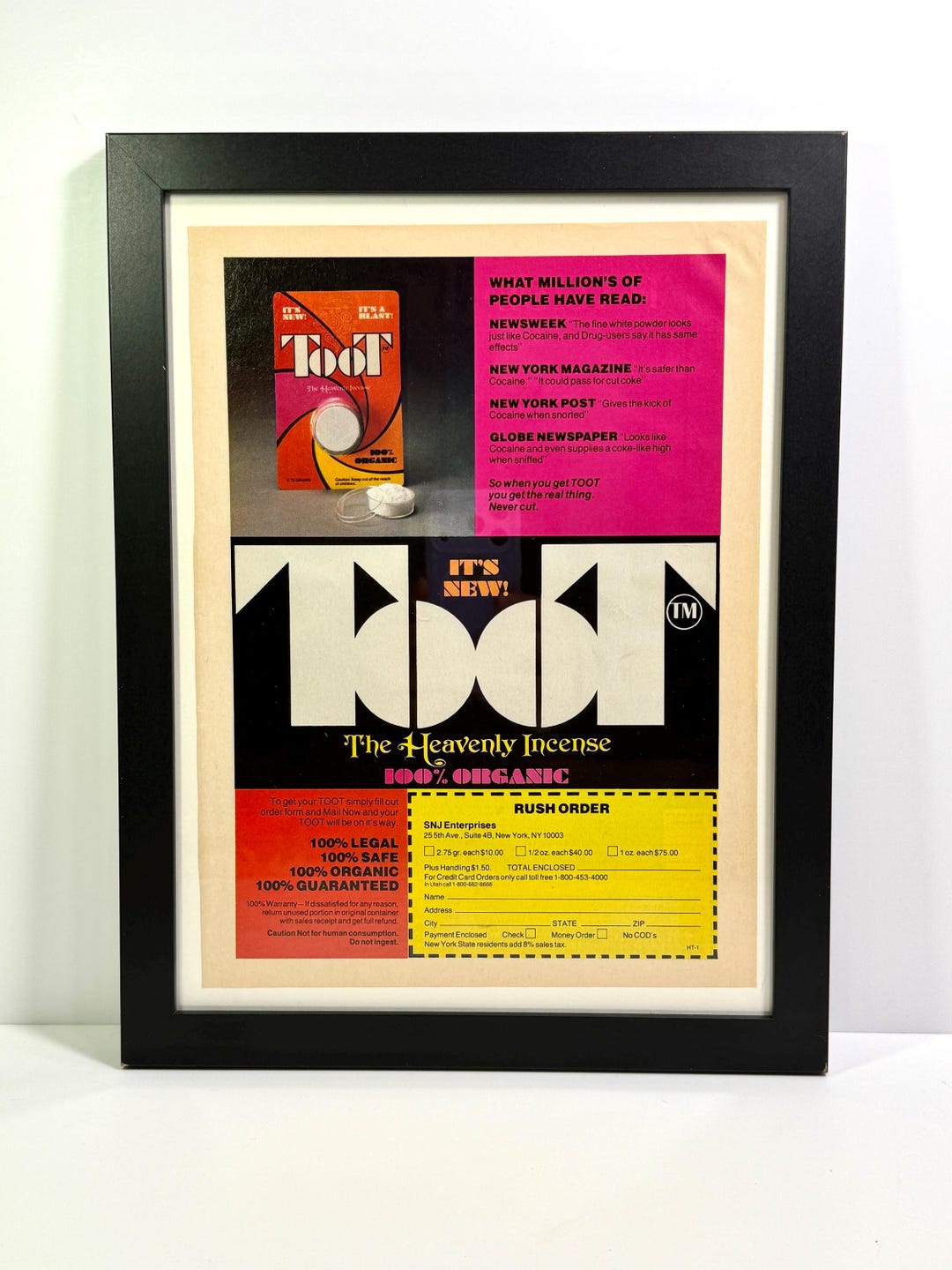 Cocaine Substitute + Grow Light Ad • 1970s “TOOT Heavenly Incense