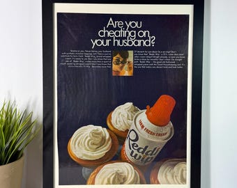 Cheating on Your Husband? • 1967 Reddi Wip Magazine Ad • Funny Food Ad •