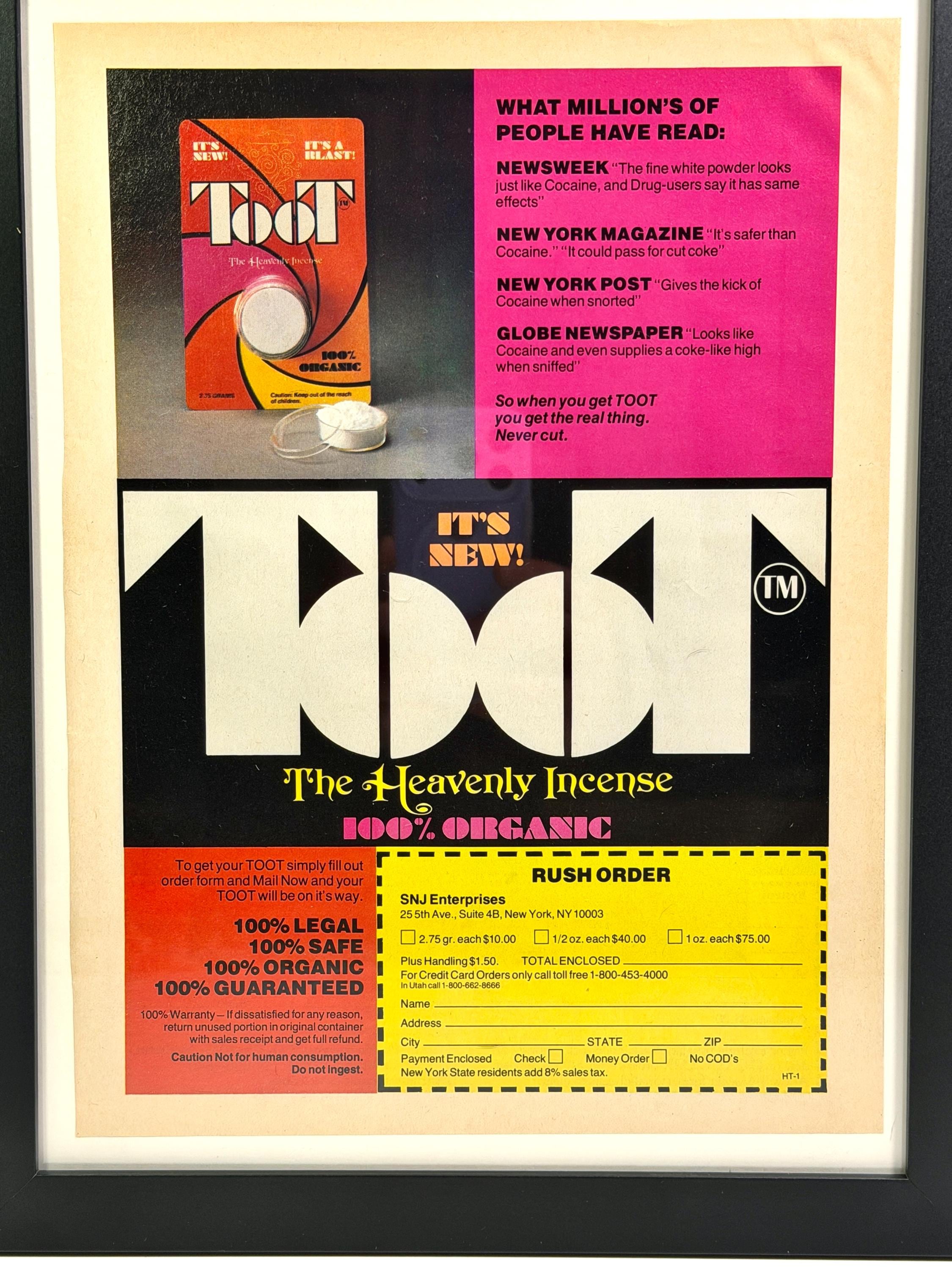 Cocaine Substitute + Grow Light Ad • 1970s “TOOT Heavenly Incense