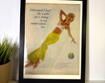 1967 Maidenform Bra Ad – “I Dreamed I Had the World on a String” – Surreal Vintage Lingerie Wall Art