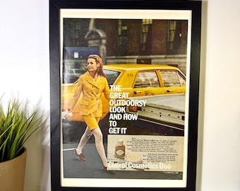 City Girl + Yellow Cabs • 1967 Clairol Makeup Ad • Vintage Beauty Products •