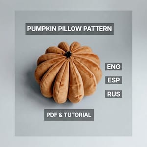 Pumpkin Pillow Sewing Pattern PDF, Agate Crystal Succulent Cushion Tutorial, Round Decorative Pillow, Multilingual Instructions En Esp Rus
