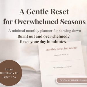 Overwhelmed Mom Reset Planner | Simple Daily Reset for Burnout & Anxiety | Printable PDF