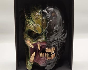 Predator vs Alien hand painted bookend.
