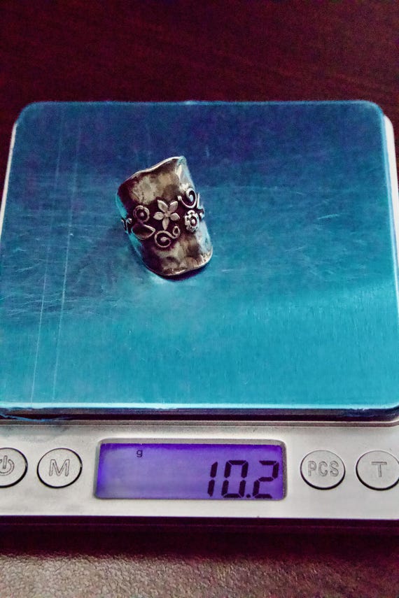 Sterling Silver Floral Scroll Statement Ring – Ha… - image 5