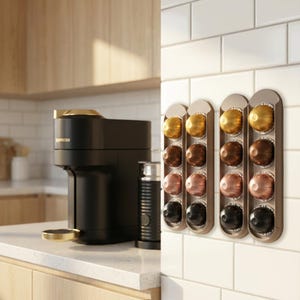 Wall Mount Nespresso Vertuo Pod Holder, Adhesive Coffee Organizer