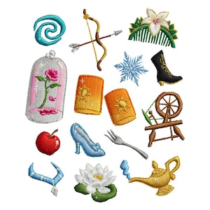 Iconos de princesas Disney PNG Diseño de sublimación Alta resolución Artefactos de imitación de bordado Moana Elsa Bella Ariel Descarga digital Diseño PNG