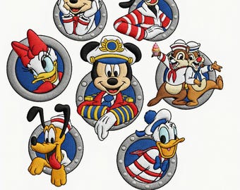 Disney Cruise Line Embroidery Patterns High Resolution Mickey Minnie Goofy Donald Porthole Digital Files Vacation Shirt Embroidery Design