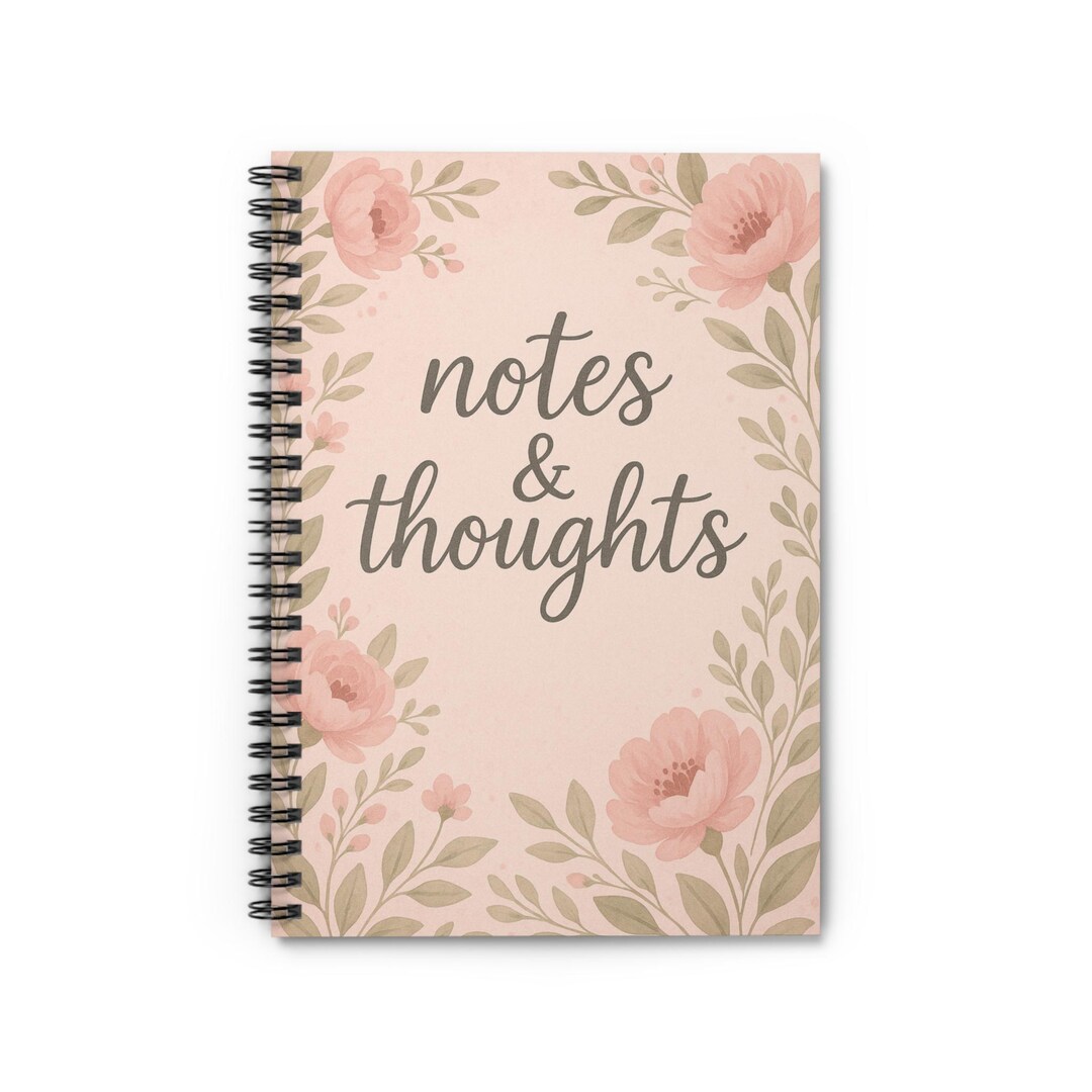 Notes & Thoughts Floral Notebook | Spiral Ruled Journal - Etsy