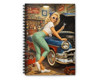 Retro Pinup Girl Spiral Notebook