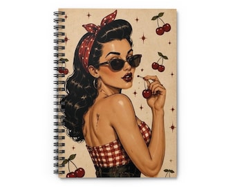Pinup Girl with Cherries Spiral Notebook