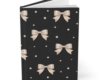 Cream Satin Bows and Pearls Hardcover Journal