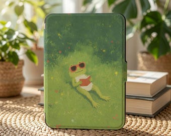 Frog Reading Kindle Protective Cover for Kindle Paperwhite 12th 7", Kindle Colorsoft 2024 7", Kindle 11th 6" 2024, Paperwhite 6.8", Kobo