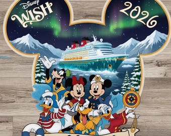 Custom Disney Alaska Cruise Door Magnet, Alaska Family Vacation Stateroom Decor, Personalized Mickey Minnie Ship Magnet