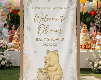 Personalized Baby Shower Banner, Winnie The Pooh Name Event Sign, Little Honey Theme Banner, Bee Floral Decor