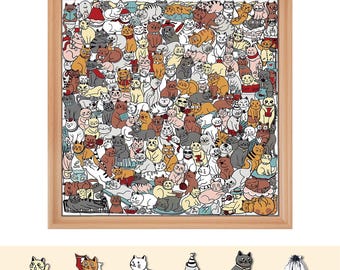Puzzle mit Katzenmotiven, einzigartiges Puzzle für Katzenliebhaber, Familienspielabend, Geburtstagsgeschenk für Katzenmama, Geschenk für Katzenfreunde