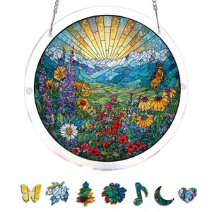 Acrylic Suncatcher Puzzle, DIY Suncatcher Kits for Adults, Wildflower Suncatcher, Wildflower Acrylic Window Hanging Decor
