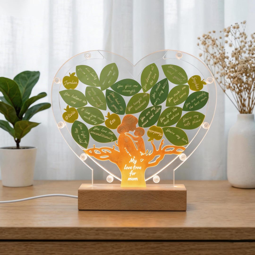 Personalized Mother's Day Gift - Custom Family Tree Night Light With ...
