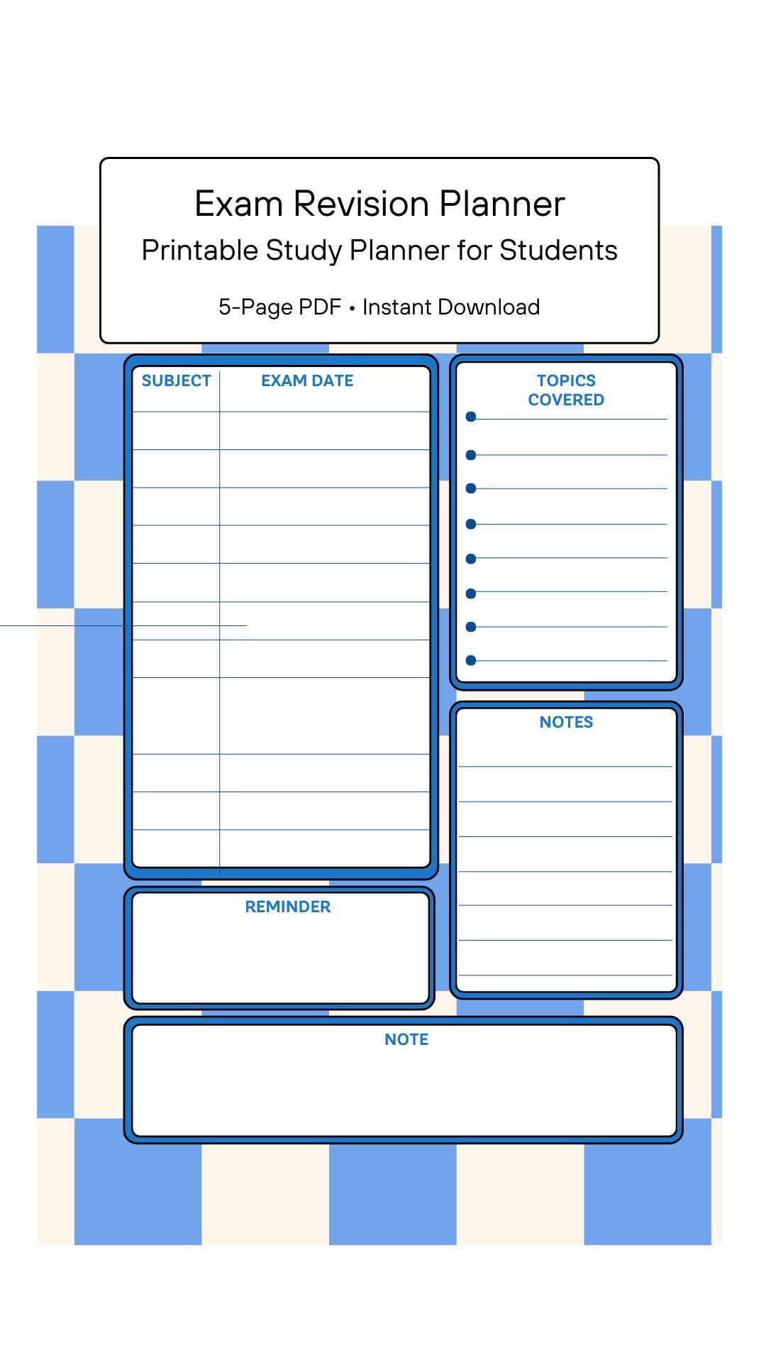 Exam Revision Planner Printable | Study Schedule & Exam Checklist for ...