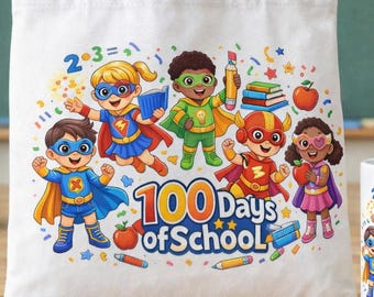 100 giorni di scuola Supereroe PNG / Design per maglietta per bambini a sublimazione (download digitale)