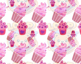 Carta digitale per cupcake di San Valentino – Sfondo rosa per dessert (non continuo)