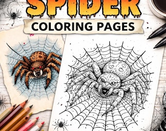 Disegni da colorare di ragni da stampare e Procreate / Disegni audaci per alleviare lo stress - Tatuaggi - Progettazione di loghi e altro.