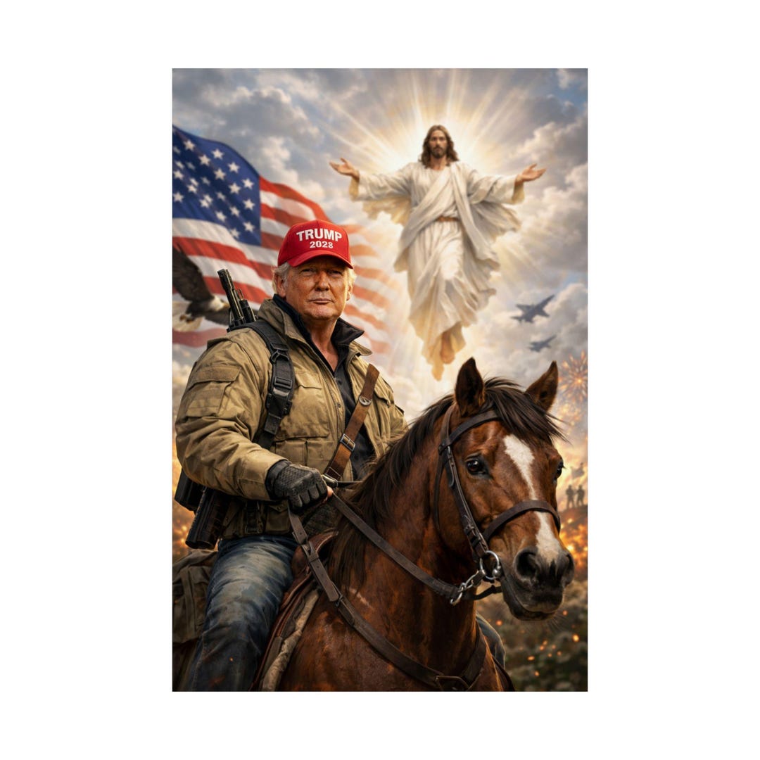 Patriotic Trump on Horseback Vertical Poster - Etsy
