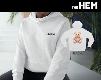 Vintage Teddy Bear Hoodie | Cute Pink Sweater Bear Back Print