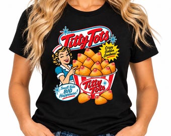 Maglietta vintage anni '50 Pin-Up Titty Tots / Tette dorate a forma di cono / Stile retrò da tavola calda