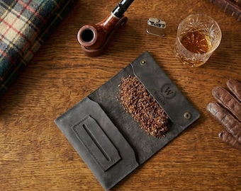 Handmade Leather Tobacco Pouch, Personalized Rolling Tobacco Case