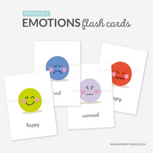 Cartes imprimables émotions, apprentissage des sentiments, enseignement préscolaire à la maison, école Montessori pour tout-petits - TÉLÉCHARGEMENT IMMÉDIAT - PDF imprimable