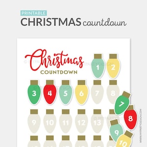 Christmas Countdown Chart, Printable Christmas Advent Calendar, Kids Activity, Montessori Early Learning - INSTANT DOWNLOAD - Printable PDF