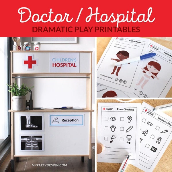 Doktor Dramatic Play Set, Krankenhaus oder Arztpraxis Pretend Play Printables - SOFORTIGER DOWNLOAD - Druckbare PDF mit bearbeitbarem Text