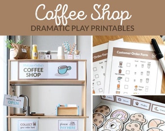 Jeu de rôle dramatique à imprimer Coffee Shop, jeu de simulation de café pour enfants, jeu de rôle de fabrication de café pour enfants - TÉLÉCHARGEMENT IMMÉDIAT - PDF imprimable